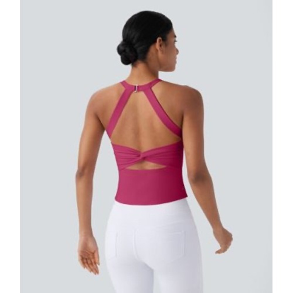 Halara SoftlyZero Plush Cut Out Yoga Tank Top Magenta Pink A-D Cups Size S NWOT